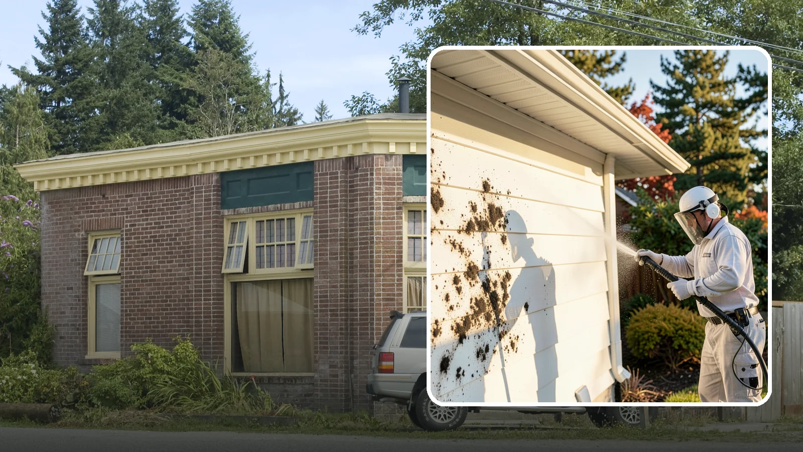 House Mold Removal in Hamilton, Skagit County, WA - House mold removal treats the darker mold colonies that take hold on damp siding in our shaded, consistently wet conditions.