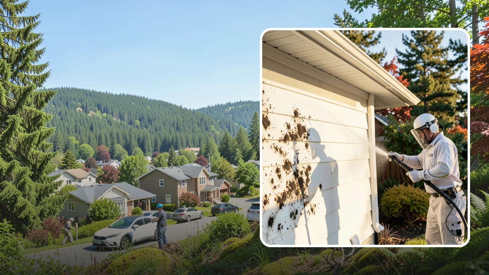 House Mold Removal in Index, Snohomish County, WA - House mold removal treats the darker mold colonies that take hold on damp siding in our shaded, consistently wet conditions.