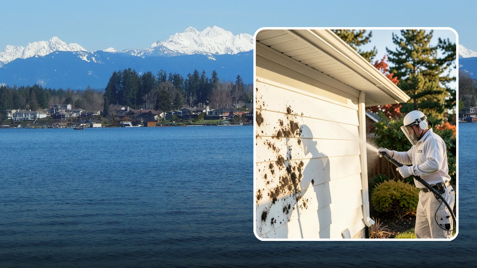 House Mold Removal in Lake Stevens, Snohomish County, WA - House mold removal treats the darker mold colonies that take hold on damp siding in our shaded, consistently wet conditions.