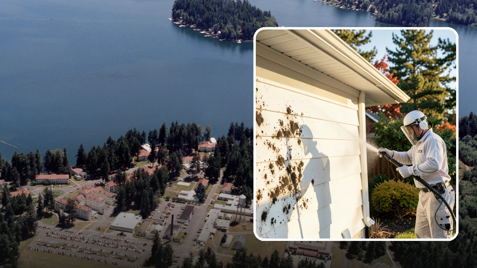 House Mold Removal in Lakewood, Pierce County, WA - House mold removal treats the darker mold colonies that take hold on damp siding in our shaded, consistently wet conditions.