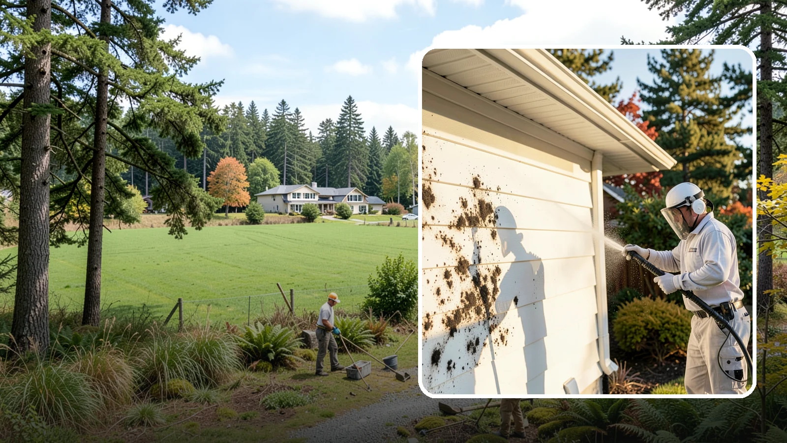 House Mold Removal in Lyman, Skagit County, WA - House mold removal treats the darker mold colonies that take hold on damp siding in our shaded, consistently wet conditions.
