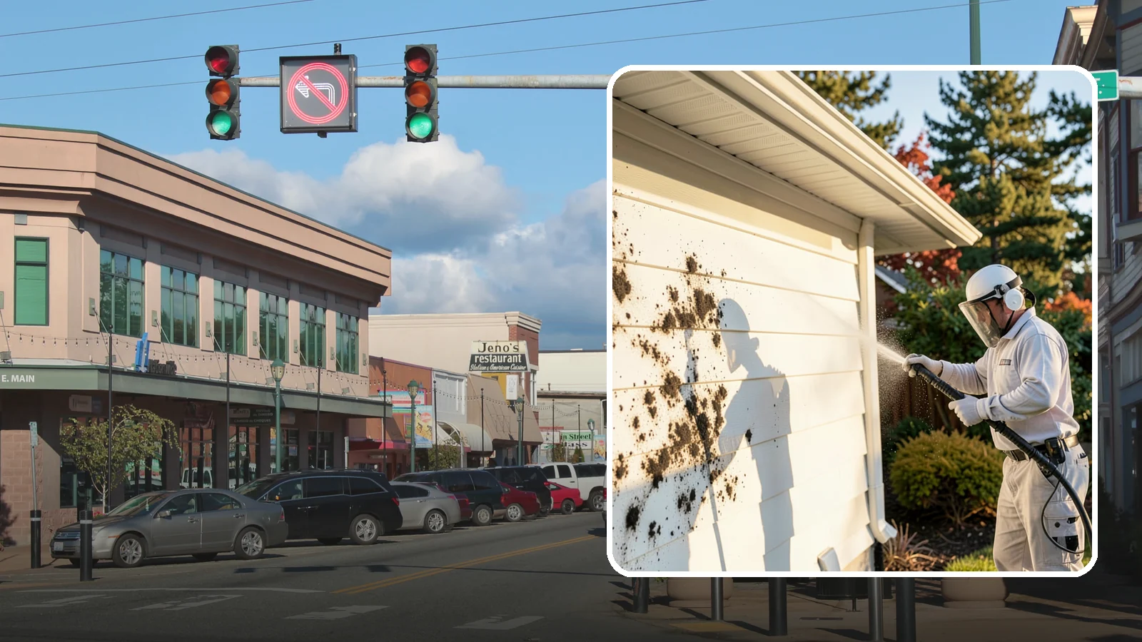 House Mold Removal in Monroe, Snohomish County, WA - House mold removal treats the darker mold colonies that take hold on damp siding in our shaded, consistently wet conditions.