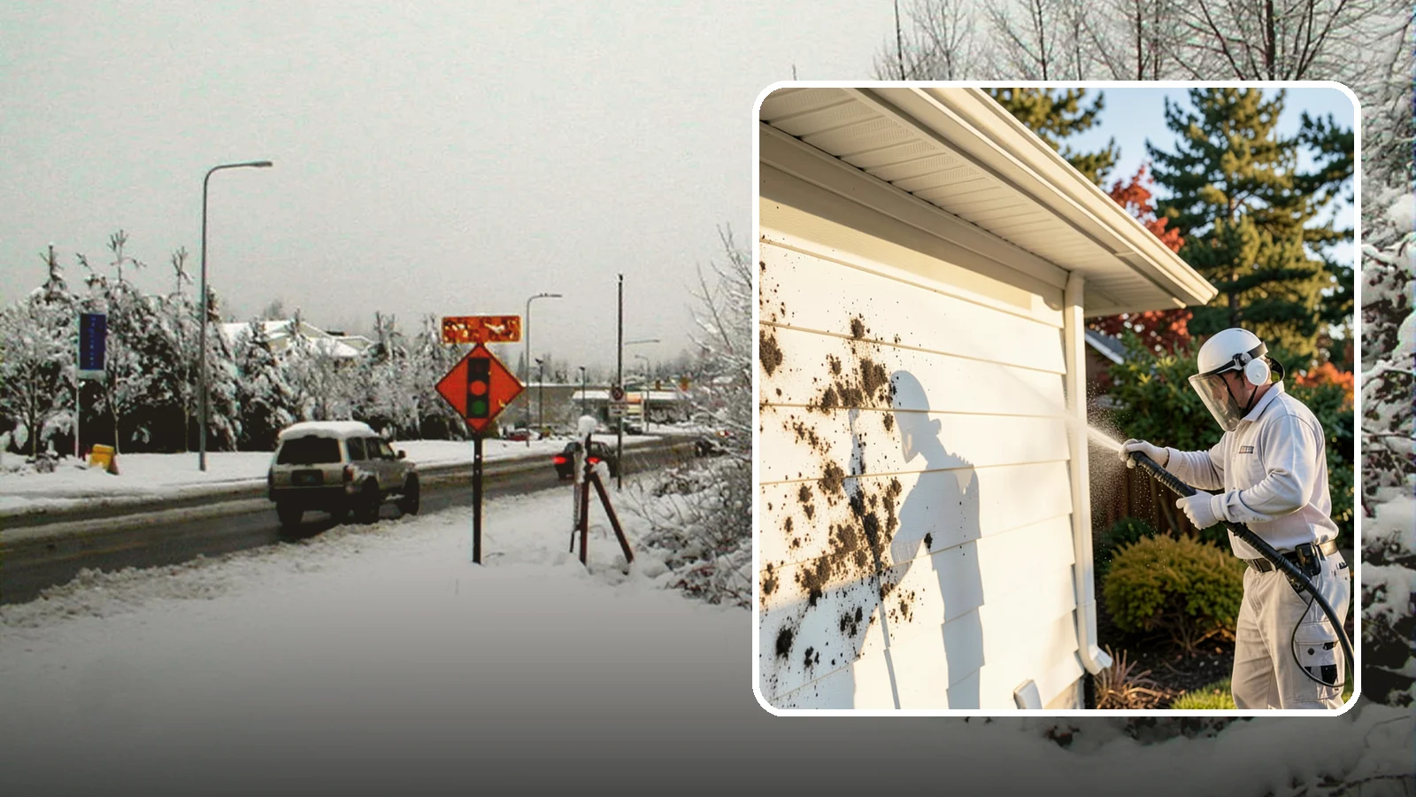 House Mold Removal in Newcastle, King County, WA - House mold removal treats the darker mold colonies that take hold on damp siding in our shaded, consistently wet conditions.
