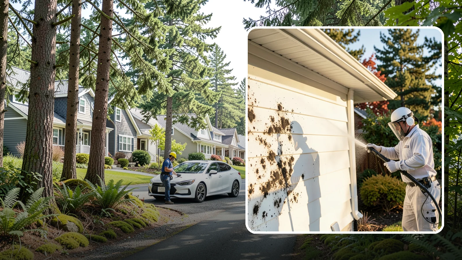 House Mold Removal in Normandy Park, King County, WA - House mold removal treats the darker mold colonies that take hold on damp siding in our shaded, consistently wet conditions.