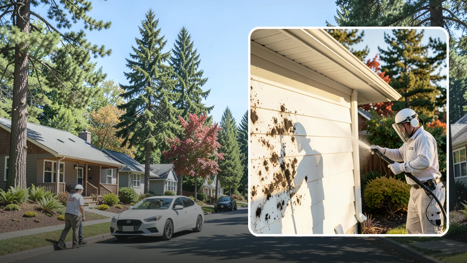 House Mold Removal in Orting, Pierce County, WA - House mold removal treats the darker mold colonies that take hold on damp siding in our shaded, consistently wet conditions.