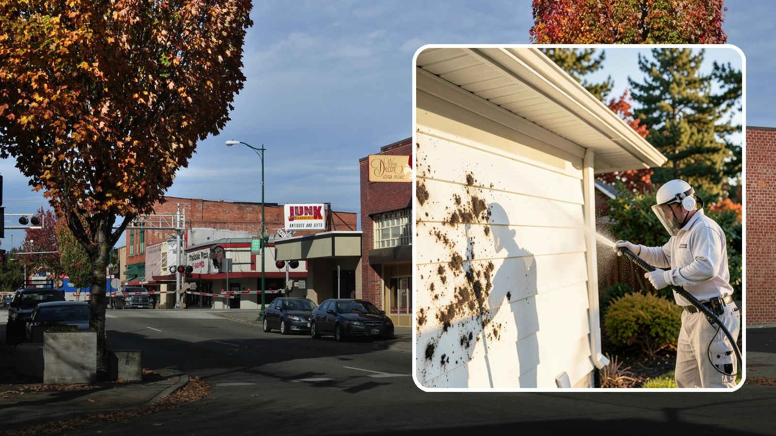 House Mold Removal in Puyallup, Pierce County, WA - House mold removal treats the darker mold colonies that take hold on damp siding in our shaded, consistently wet conditions.
