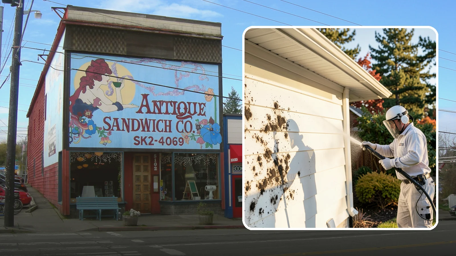 House Mold Removal in Ruston, Pierce County, WA - House mold removal treats the darker mold colonies that take hold on damp siding in our shaded, consistently wet conditions.