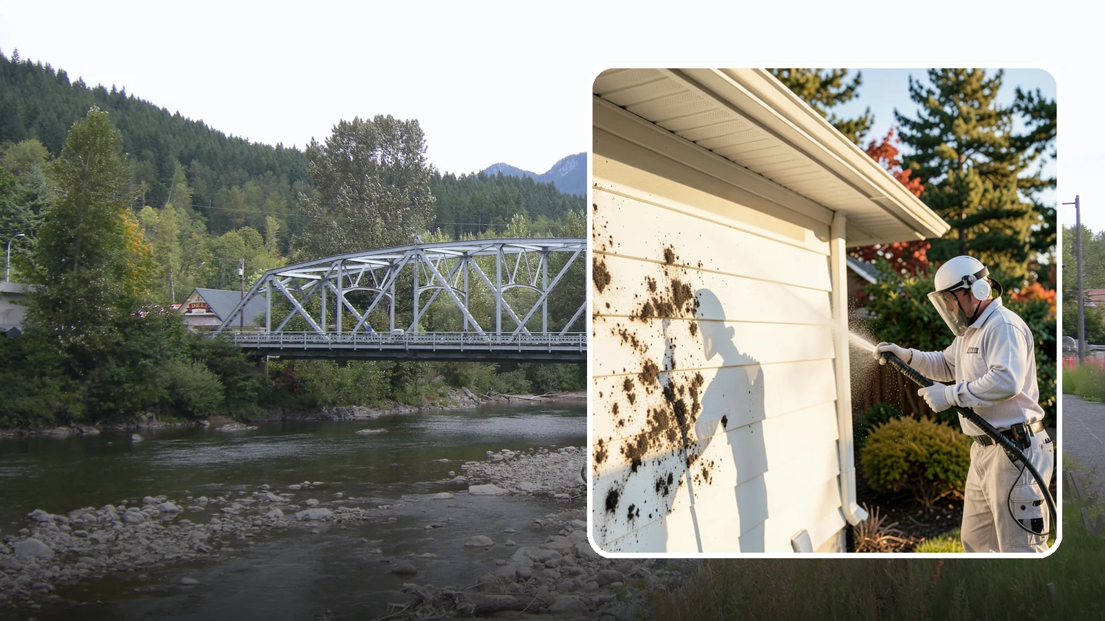 House Mold Removal in Skykomish, King County, WA - House mold removal treats the darker mold colonies that take hold on damp siding in our shaded, consistently wet conditions.