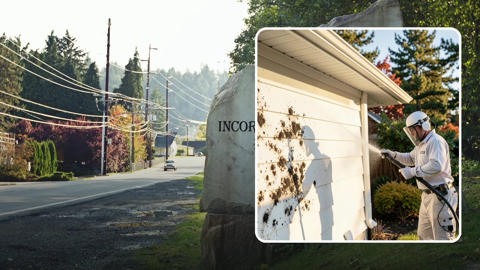 House Mold Removal in Wilkeson, Pierce County, WA - House mold removal treats the darker mold colonies that take hold on damp siding in our shaded, consistently wet conditions.