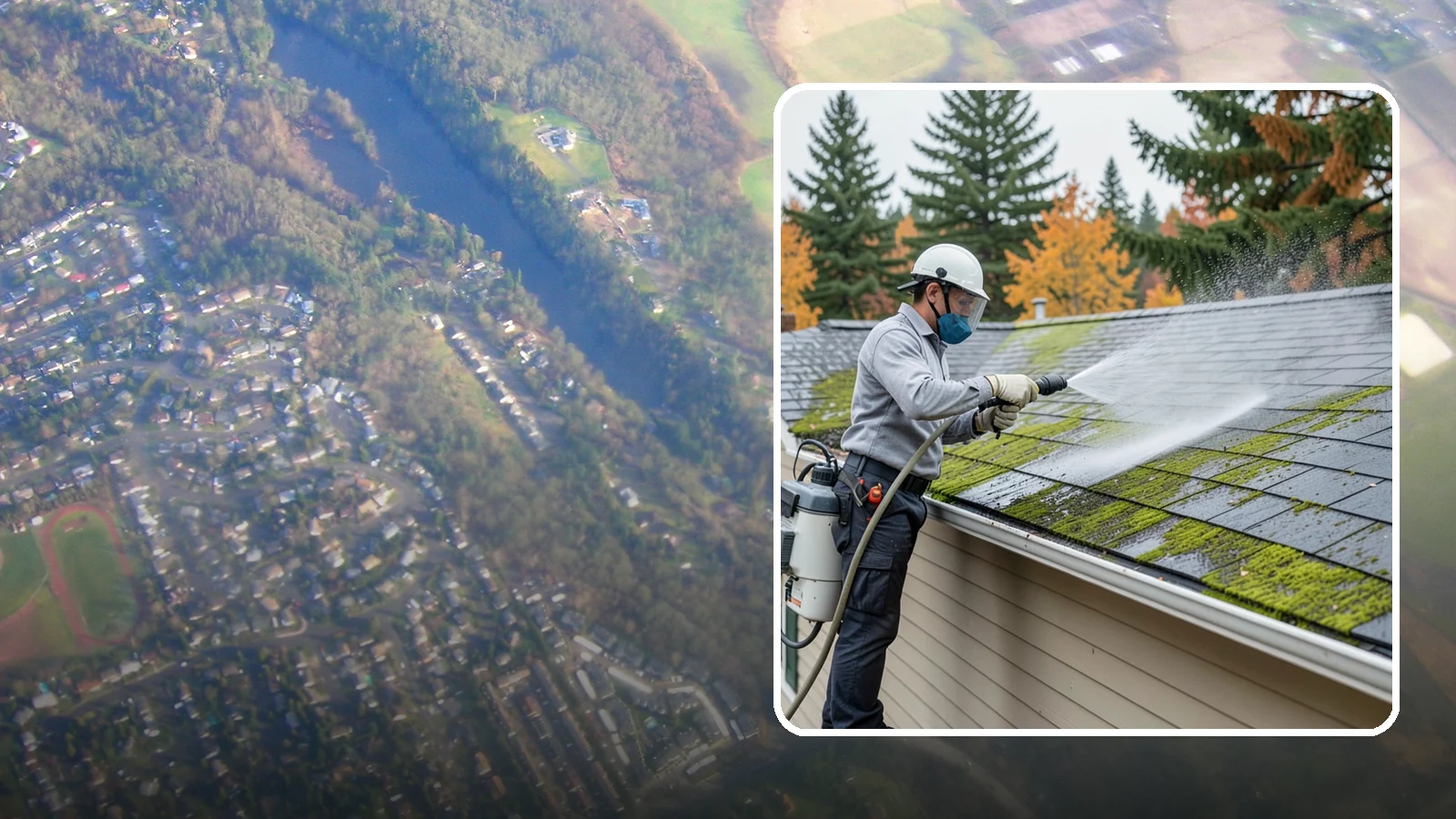 House Wash & Roof Cleaning Package in Algona, King County, WA - We combine a full house soft wash with a roof cleaning to tackle the two biggest algae targets on your Washington home in one...