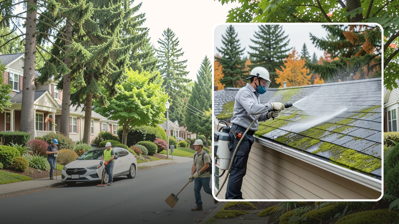 House Wash & Roof Cleaning Package in Beaux Arts Village, King County, WA - We combine a full house soft wash with a roof cleaning to tackle the two biggest algae targets on your Washington home in one...