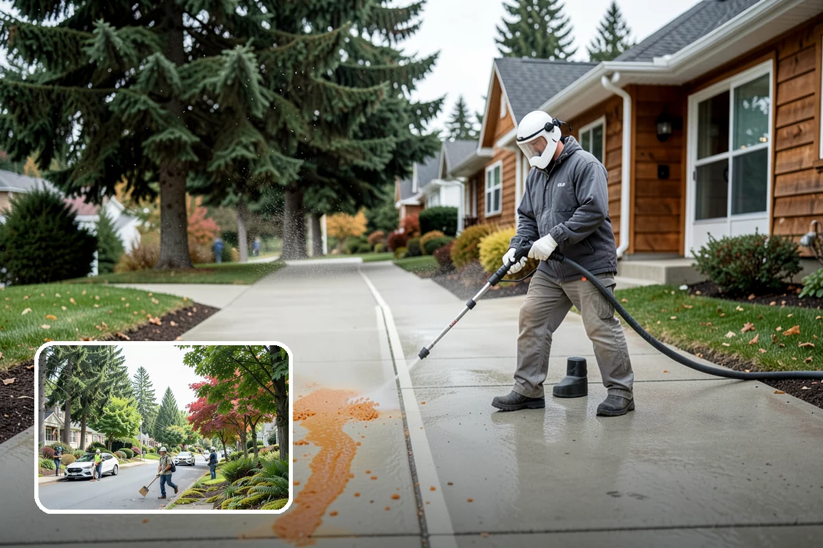 House Wash & Roof Cleaning Package in Beaux Arts Village, King County, WA - Addresses the two fastest-greening surfaces in one trip