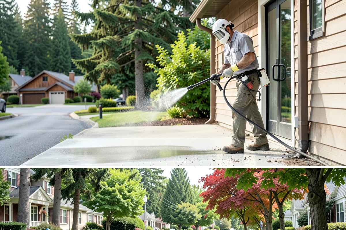 House Wash & Roof Cleaning Package in Beaux Arts Village, King County, WA - Book this package in late spring or summer when a stretch of dry days lets both surfaces cure clean.