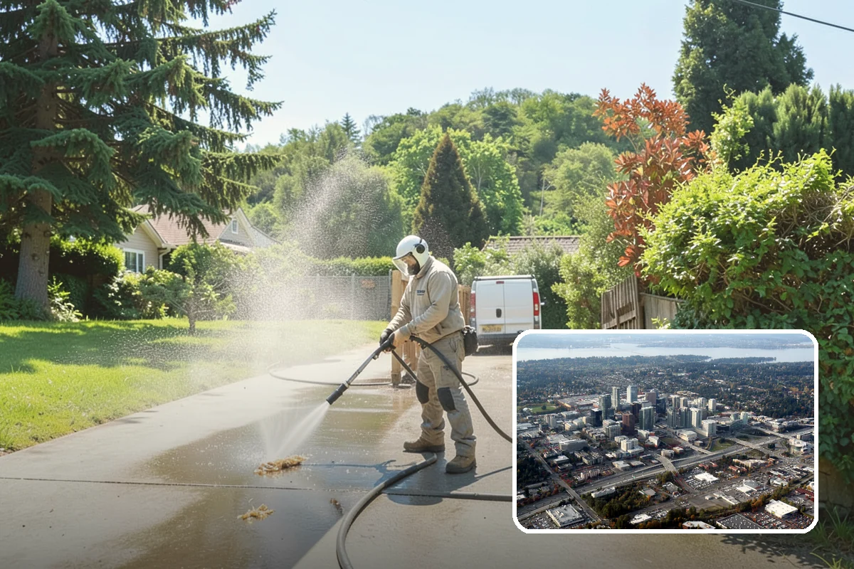 House Wash & Roof Cleaning Package in Bellevue, King County, WA - Addresses the two fastest-greening surfaces in one trip