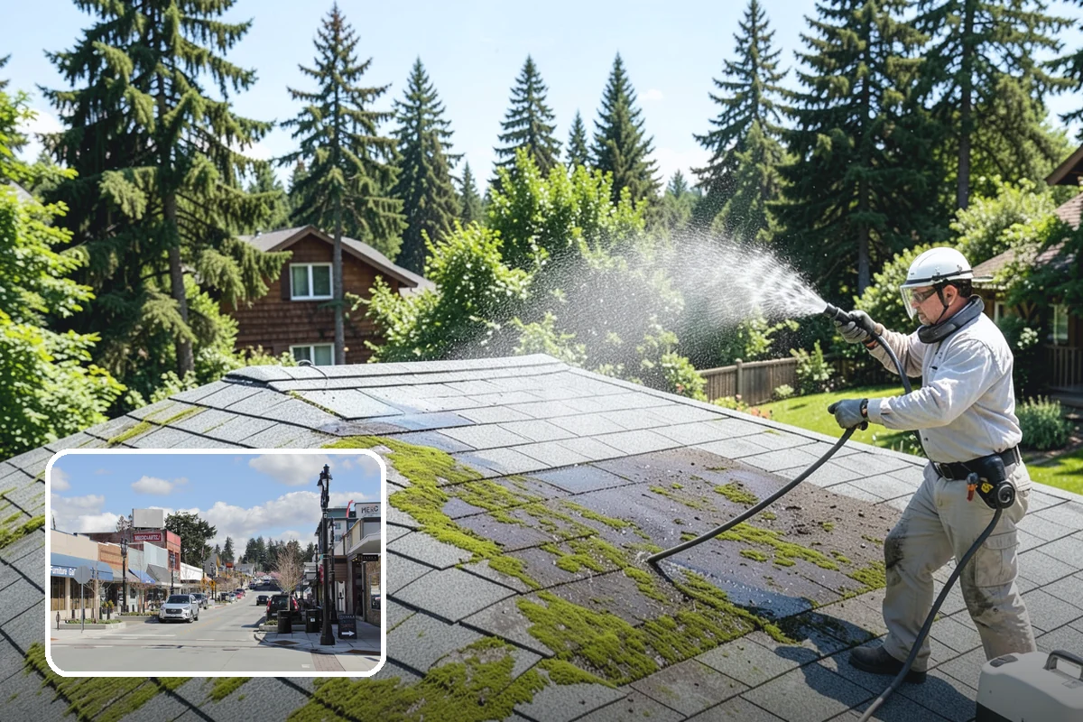 House Wash & Roof Cleaning Package in Bothell, King County, WA - Addresses the two fastest-greening surfaces in one trip