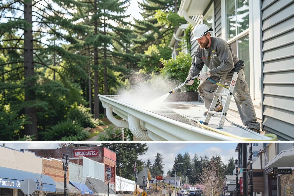 House Wash & Roof Cleaning Package in Bothell, King County, WA - Book this package in late spring or summer when a stretch of dry days lets both surfaces cure clean.