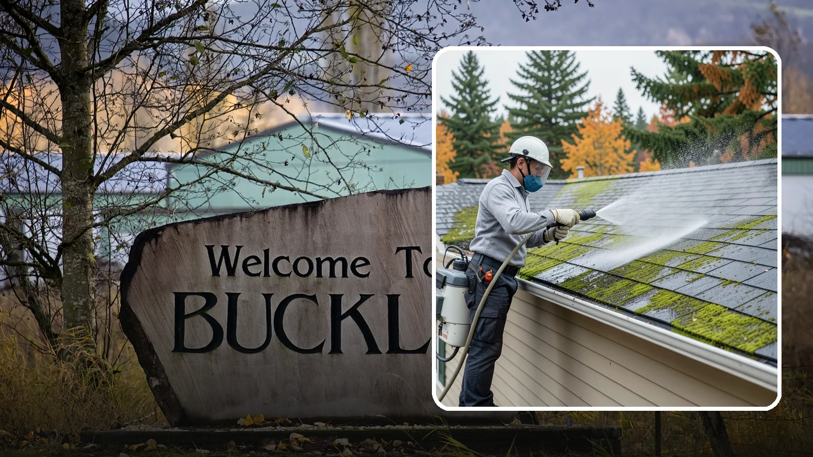 House Wash & Roof Cleaning Package in Buckley, Pierce County, WA - We combine a full house soft wash with a roof cleaning to tackle the two biggest algae targets on your Washington home in one...