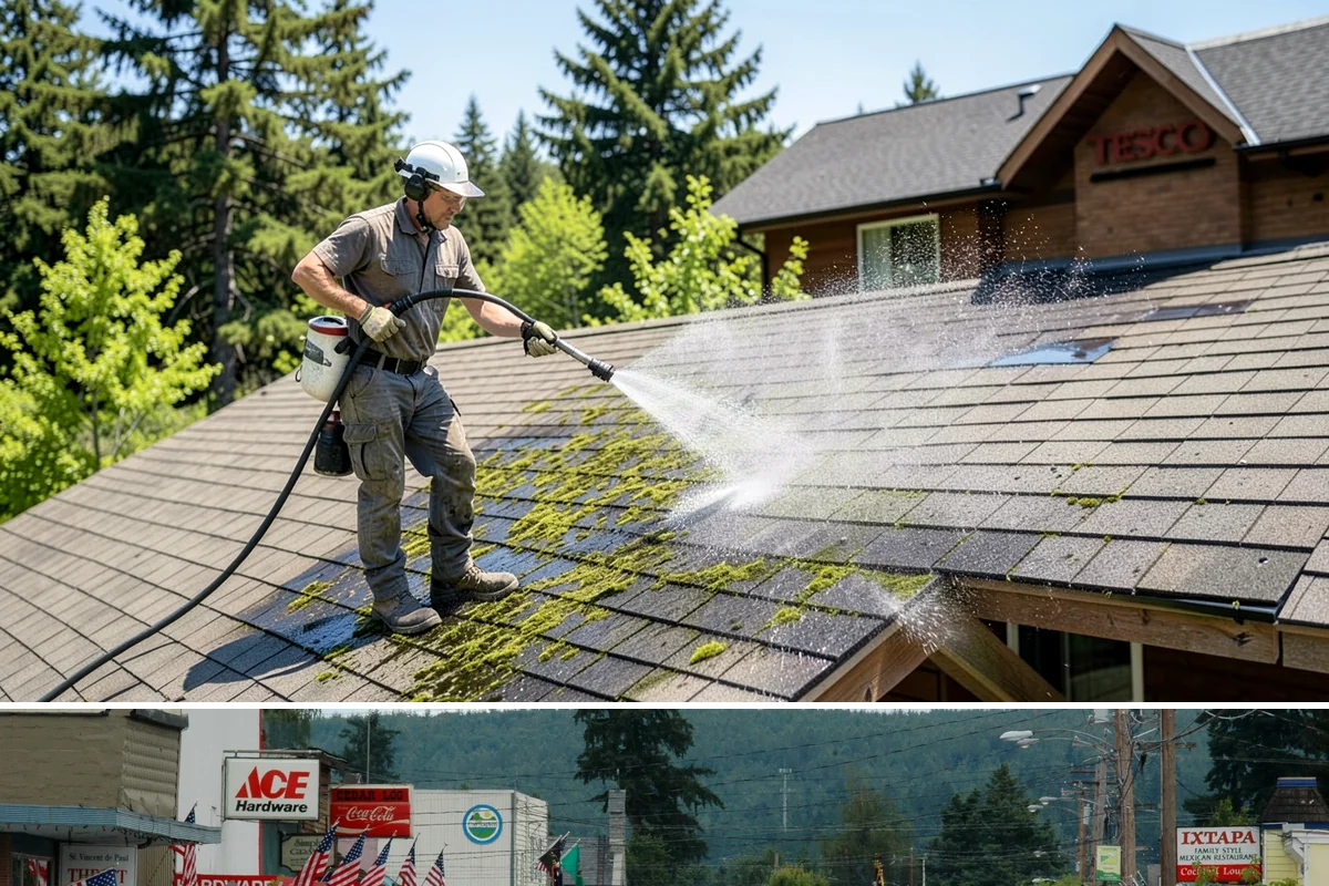 House Wash & Roof Cleaning Package in Carnation, King County, WA - Book this package in late spring or summer when a stretch of dry days lets both surfaces cure clean.