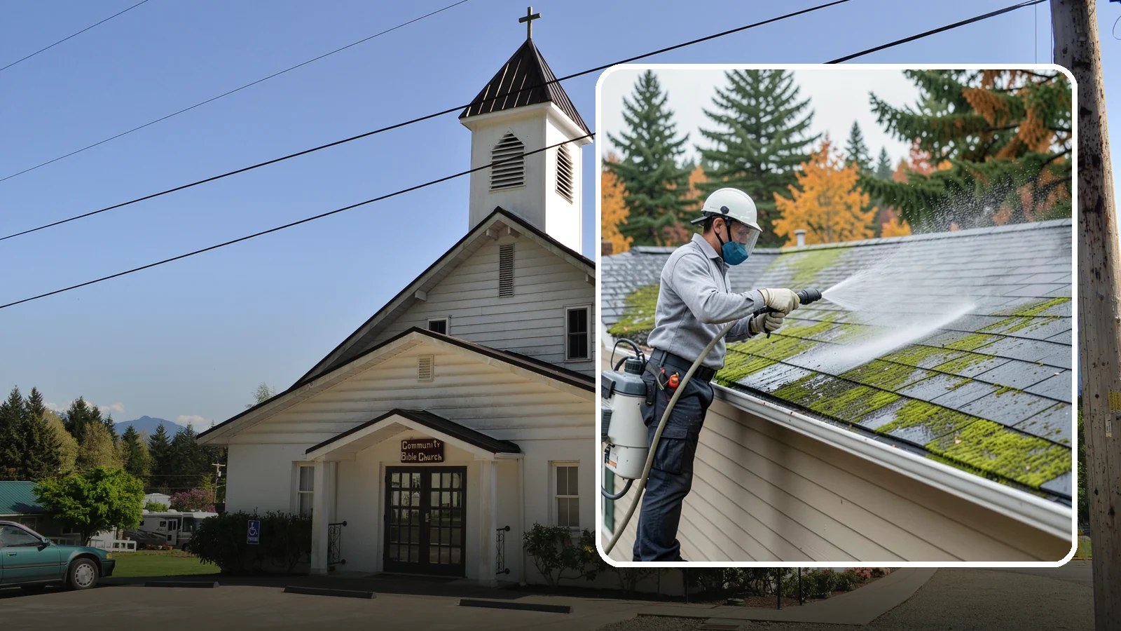 House Wash & Roof Cleaning Package in Concrete, Skagit County, WA - We combine a full house soft wash with a roof cleaning to tackle the two biggest algae targets on your Washington home in one...