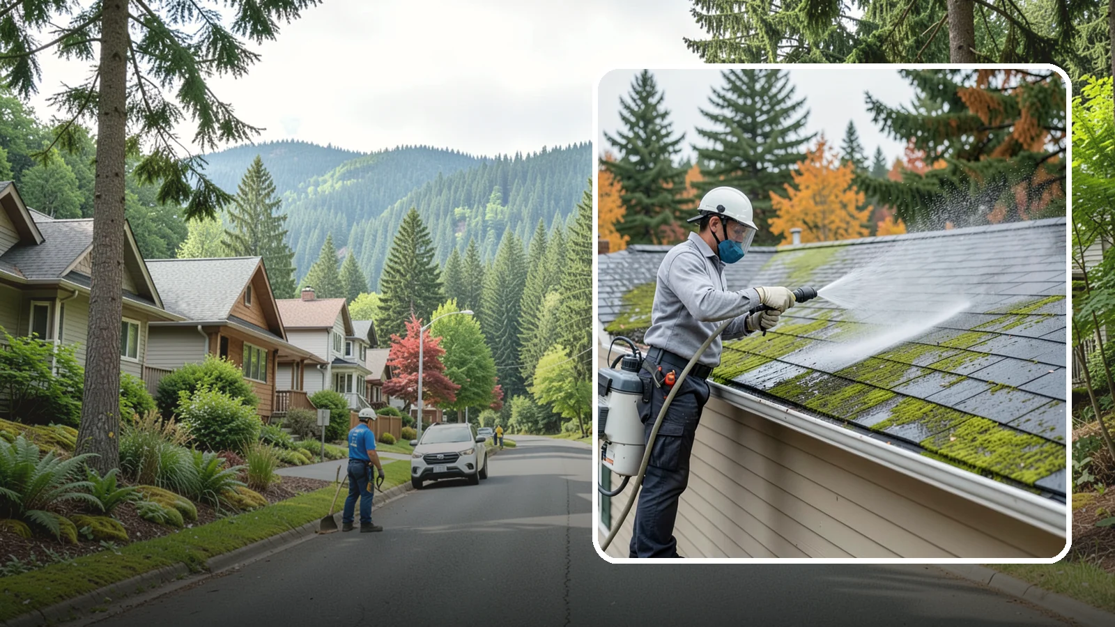 House Wash & Roof Cleaning Package in Darrington, Snohomish County, WA - We combine a full house soft wash with a roof cleaning to tackle the two biggest algae targets on your Washington home in one...