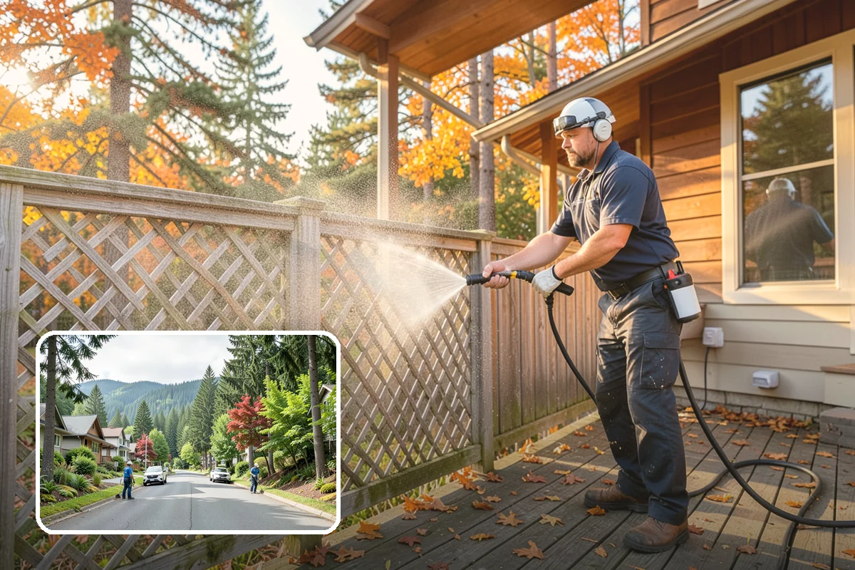 House Wash & Roof Cleaning Package in Darrington, Snohomish County, WA - Addresses the two fastest-greening surfaces in one trip