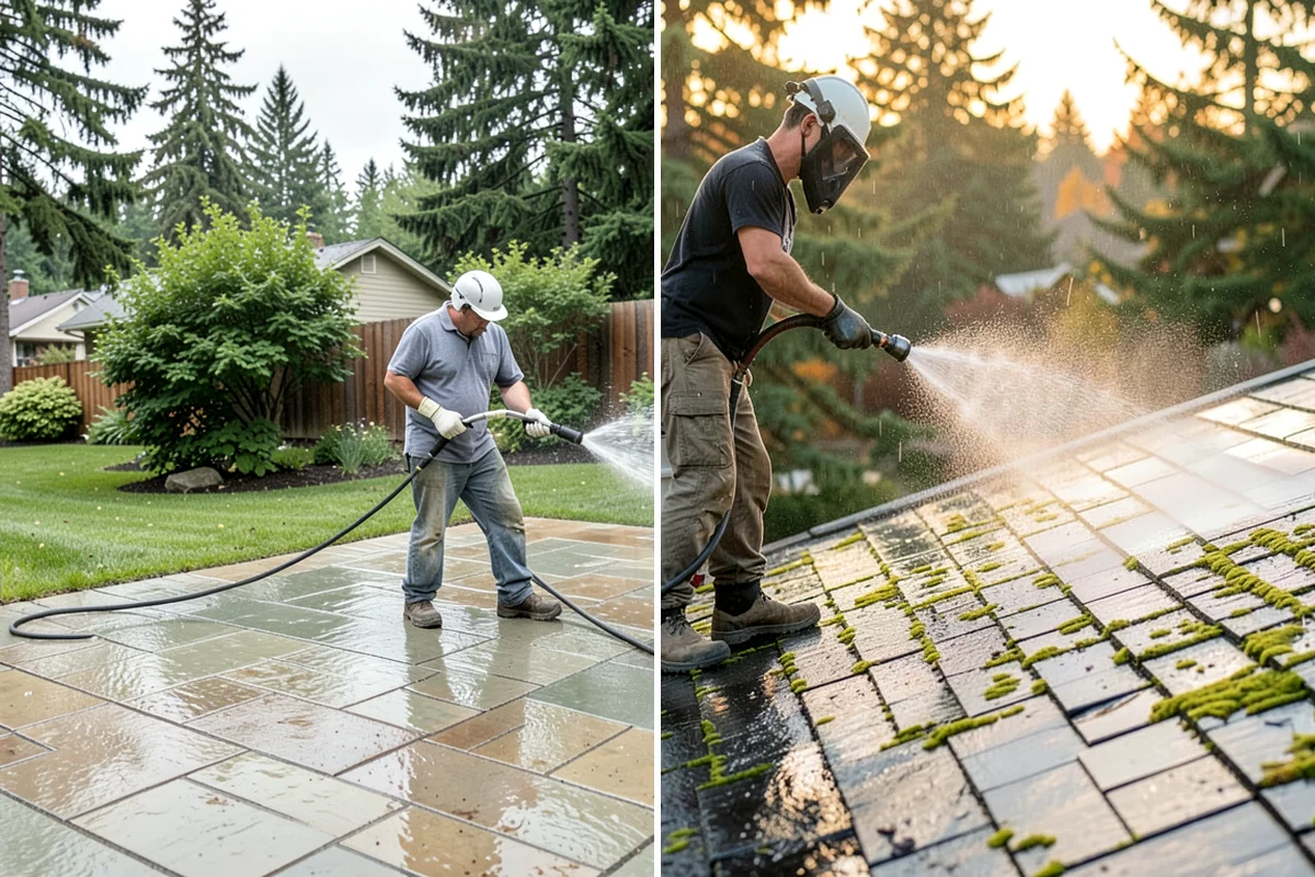House Wash & Roof Cleaning Package in DuPont, Pierce County, WA - Protect landscaping and inspect roof and siding