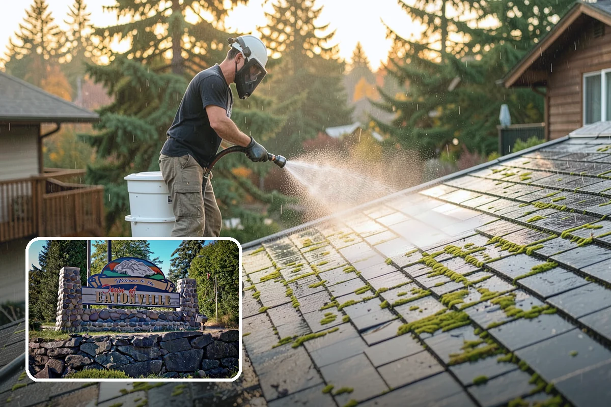 House Wash & Roof Cleaning Package in Eatonville, Pierce County, WA - Addresses the two fastest-greening surfaces in one trip