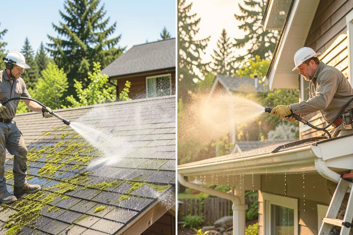 House Wash & Roof Cleaning Package in Eatonville, Pierce County, WA - Protect landscaping and inspect roof and siding