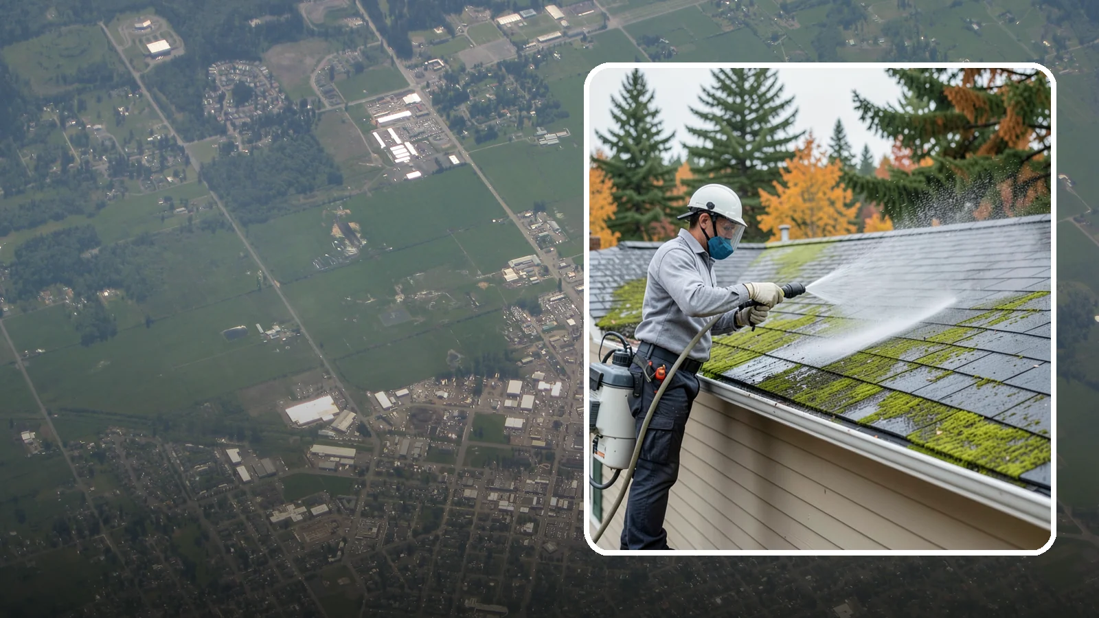 House Wash & Roof Cleaning Package in Enumclaw, King County, WA - We combine a full house soft wash with a roof cleaning to tackle the two biggest algae targets on your Washington home in one...