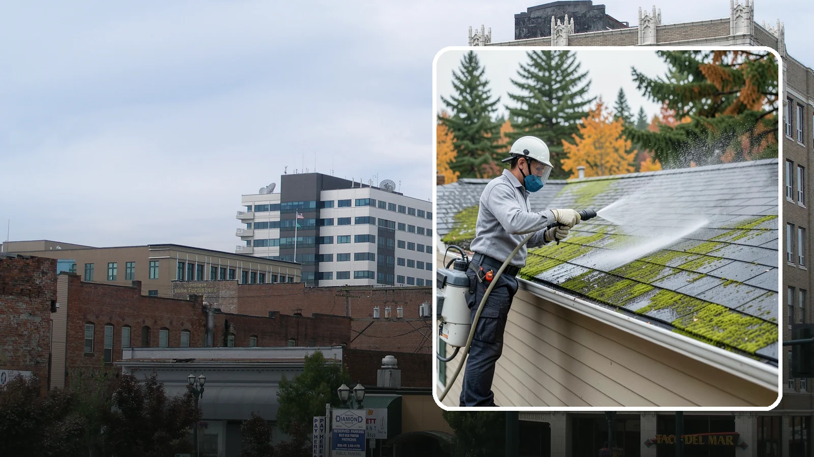 House Wash & Roof Cleaning Package in Everett, Snohomish County, WA - We combine a full house soft wash with a roof cleaning to tackle the two biggest algae targets on your Washington home in one...