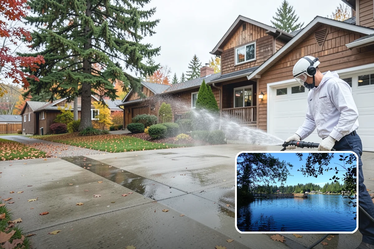 House Wash & Roof Cleaning Package in Federal Way, King County, WA - Addresses the two fastest-greening surfaces in one trip