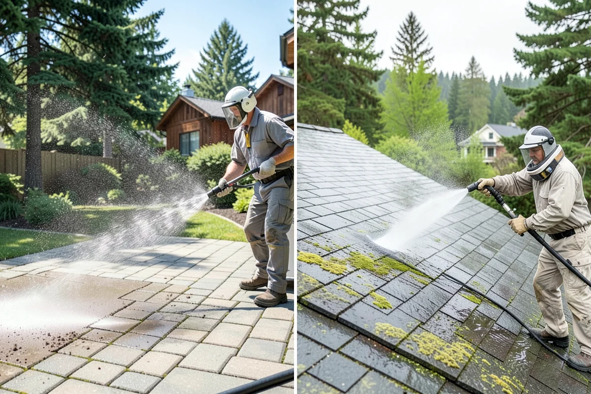 House Wash & Roof Cleaning Package in Federal Way, King County, WA - Protect landscaping and inspect roof and siding