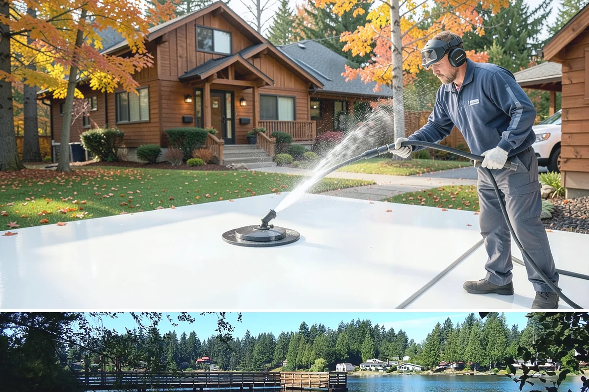 House Wash & Roof Cleaning Package in Federal Way, King County, WA - Book this package in late spring or summer when a stretch of dry days lets both surfaces cure clean.