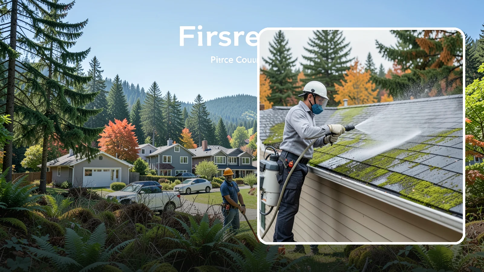 House Wash & Roof Cleaning Package in Fircrest, Pierce County, WA - We combine a full house soft wash with a roof cleaning to tackle the two biggest algae targets on your Washington home in one...