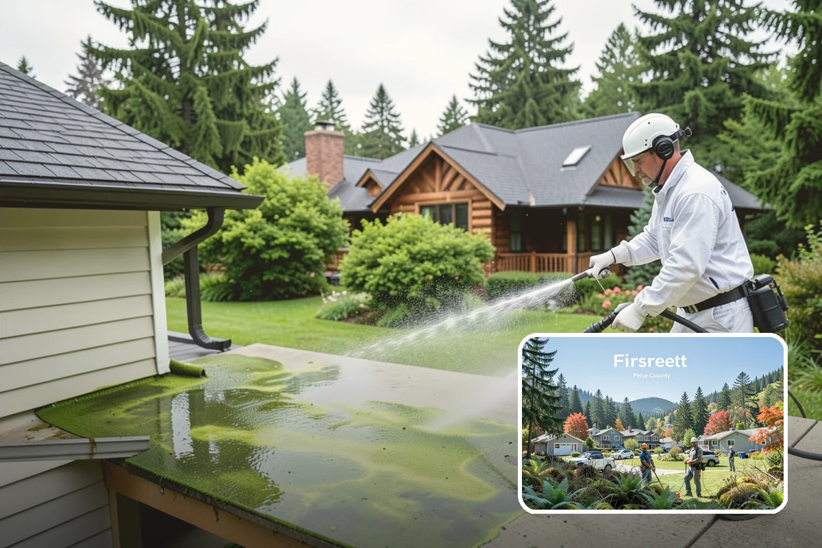 House Wash & Roof Cleaning Package in Fircrest, Pierce County, WA - Addresses the two fastest-greening surfaces in one trip