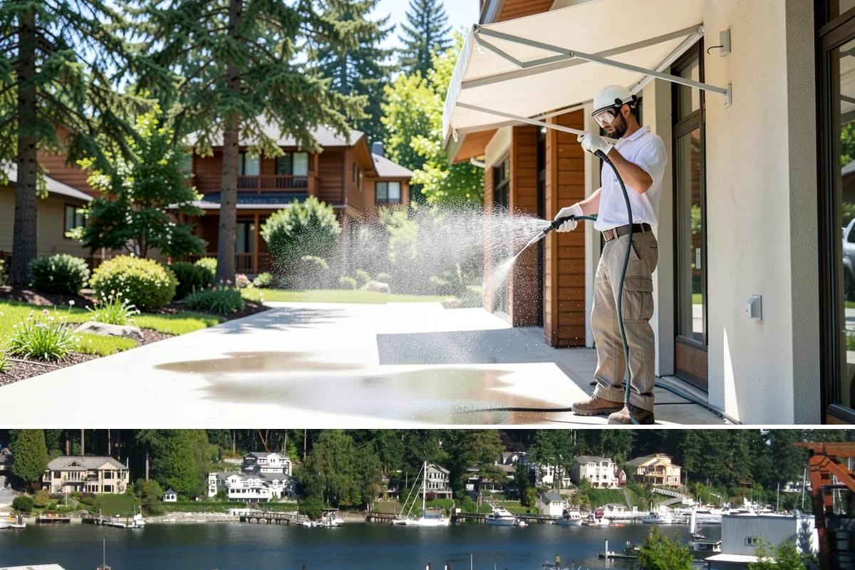 House Wash & Roof Cleaning Package in Gig Harbor, Pierce County, WA - Book this package in late spring or summer when a stretch of dry days lets both surfaces cure clean.