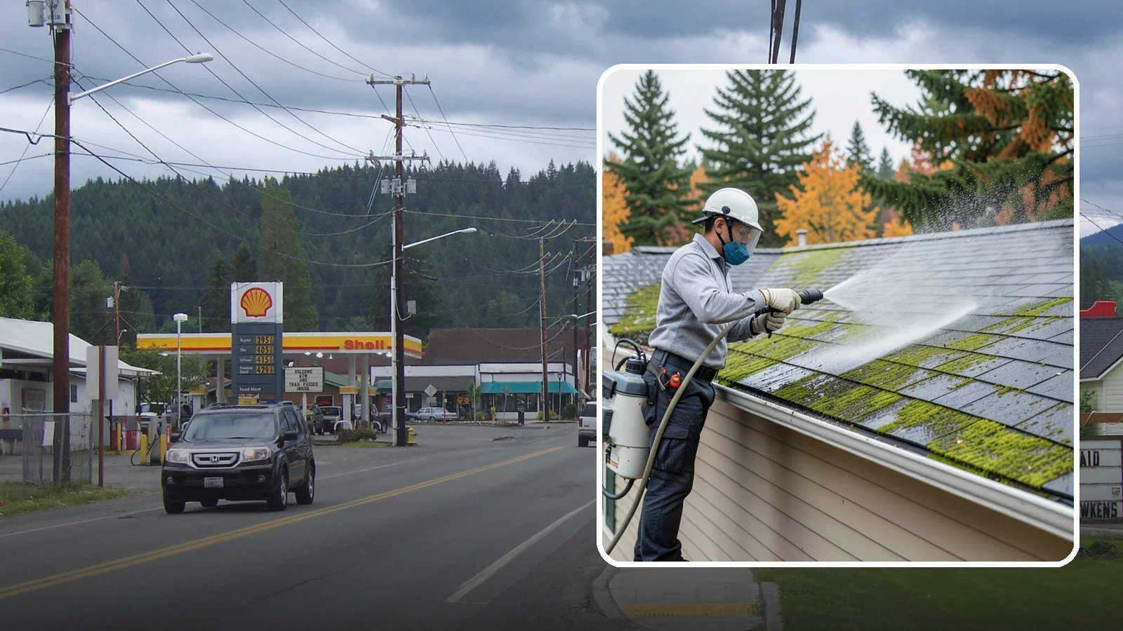 House Wash & Roof Cleaning Package in Granite Falls, Snohomish County, WA - We combine a full house soft wash with a roof cleaning to tackle the two biggest algae targets on your Washington home in one...
