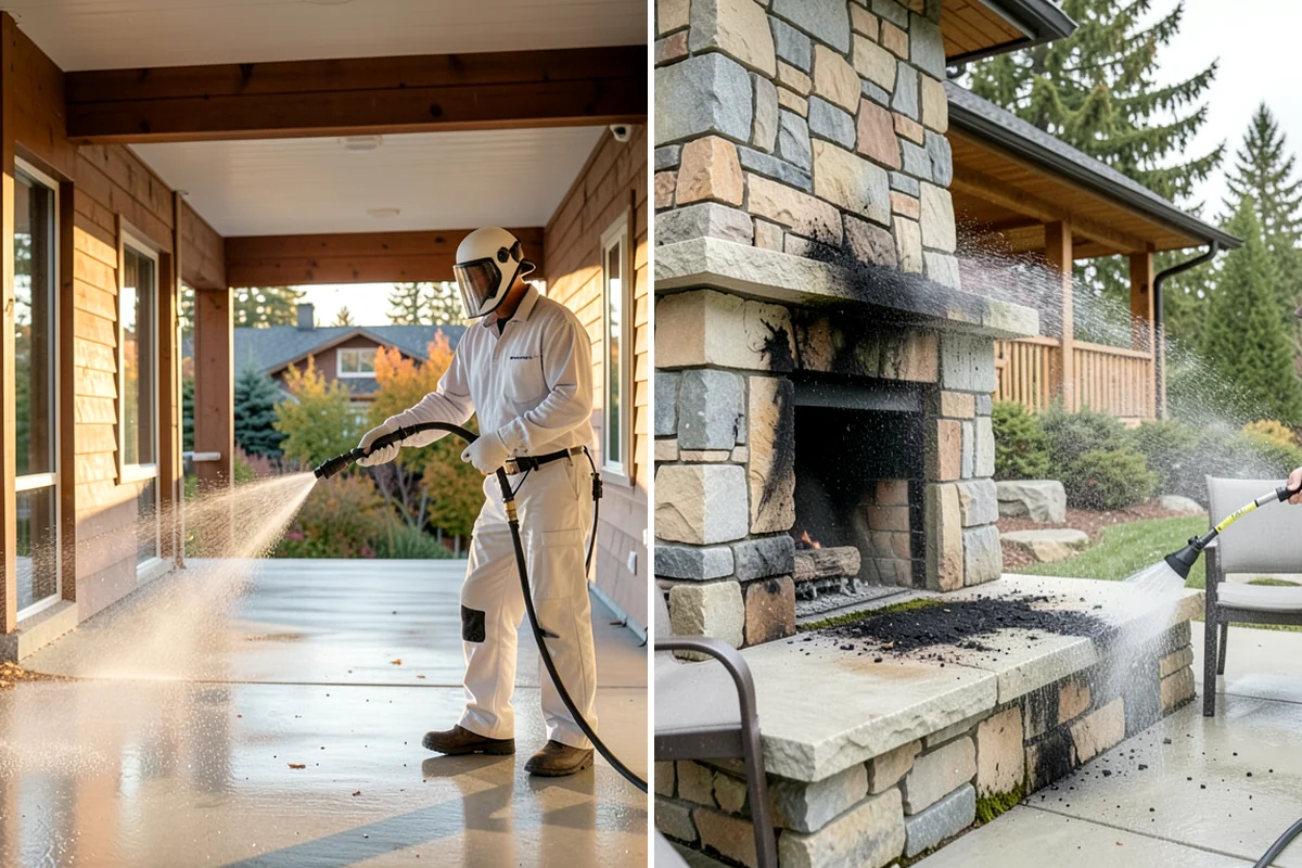 House Wash & Roof Cleaning Package in Hunts Point, King County, WA - Protect landscaping and inspect roof and siding