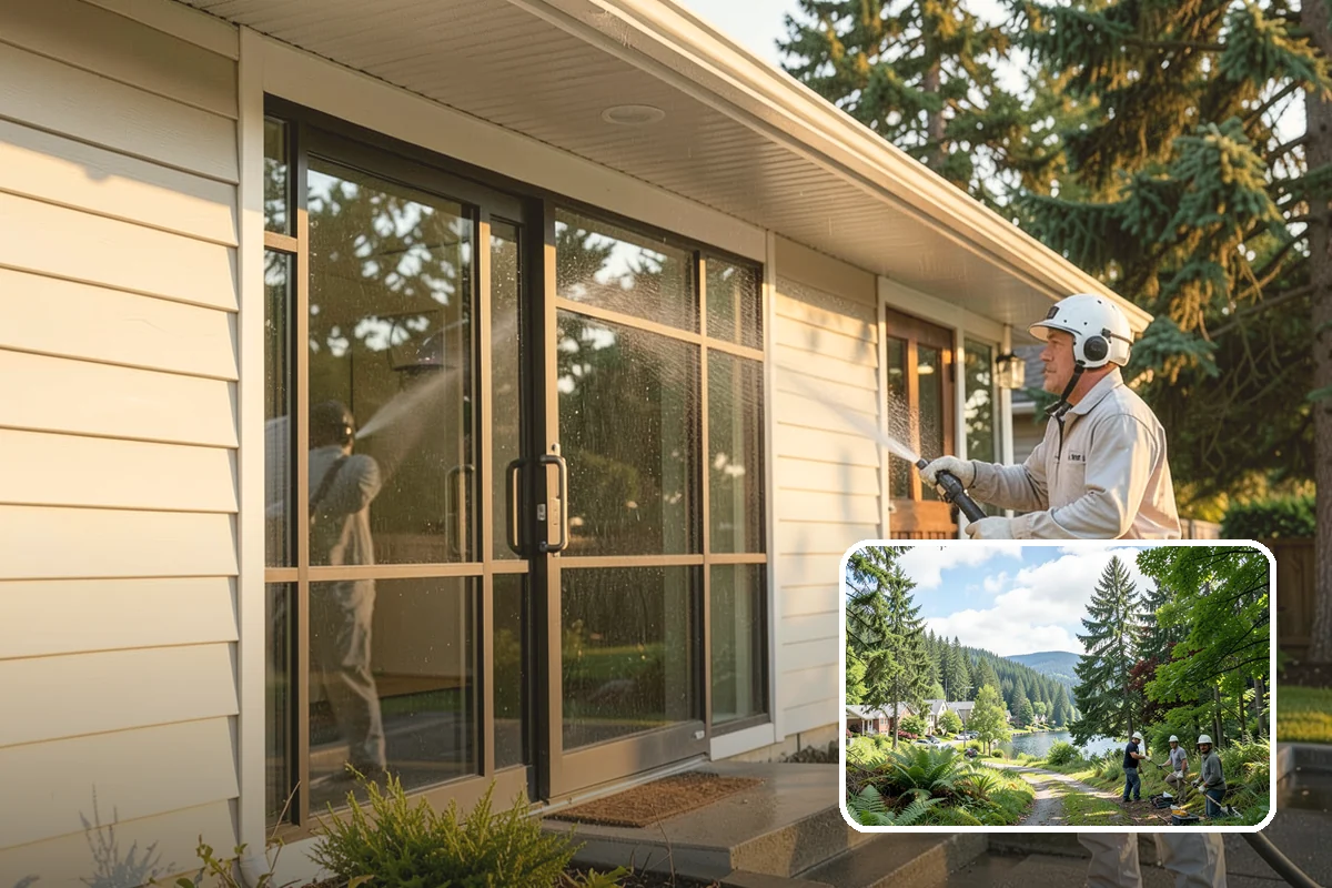 House Wash & Roof Cleaning Package in Lake Forest Park, King County, WA - Addresses the two fastest-greening surfaces in one trip