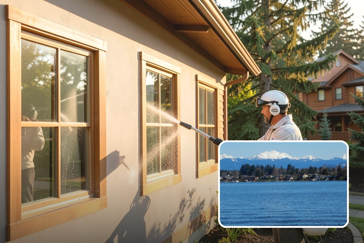 House Wash & Roof Cleaning Package in Lake Stevens, Snohomish County, WA - Addresses the two fastest-greening surfaces in one trip
