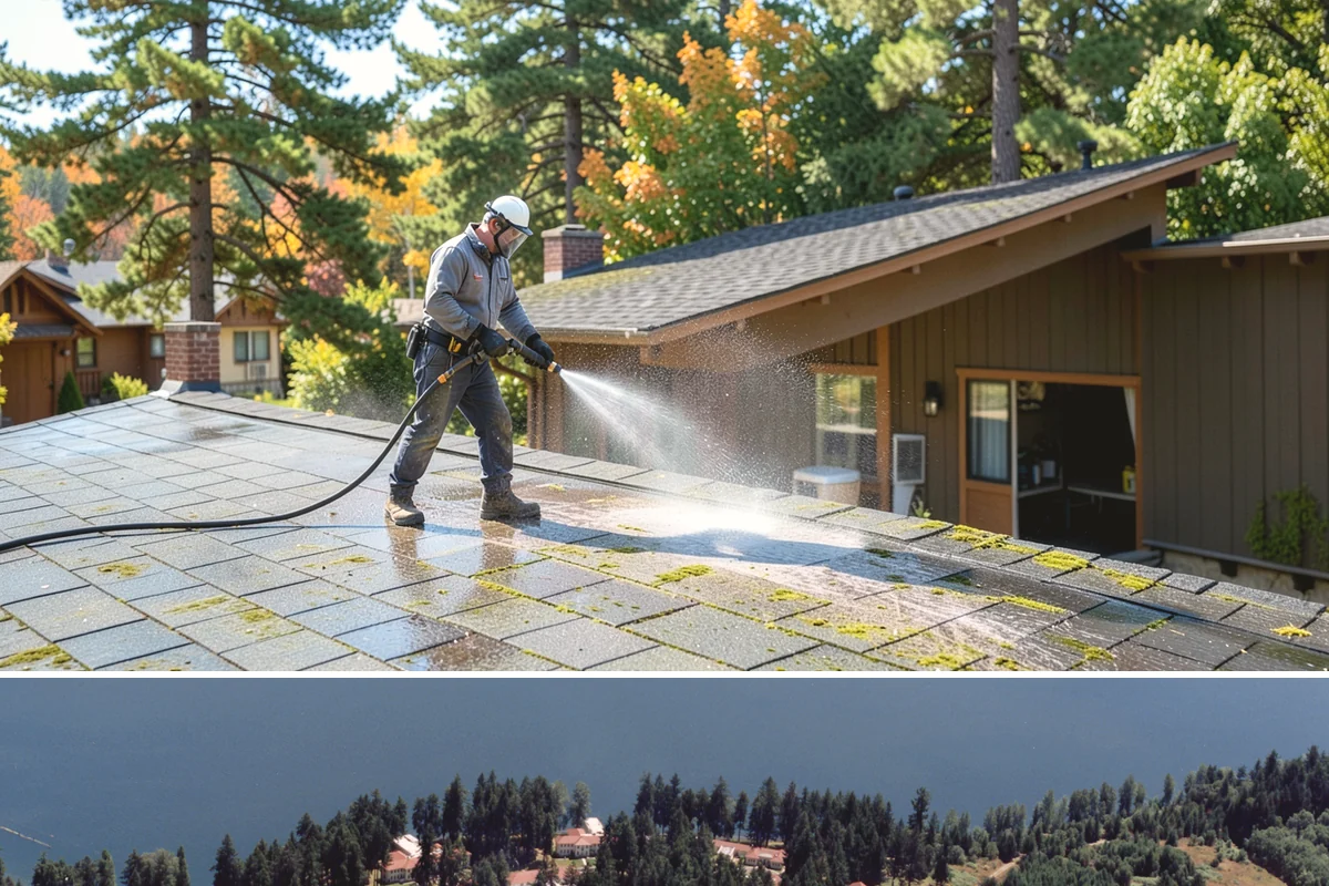 House Wash & Roof Cleaning Package in Lakewood, Pierce County, WA - Book this package in late spring or summer when a stretch of dry days lets both surfaces cure clean.