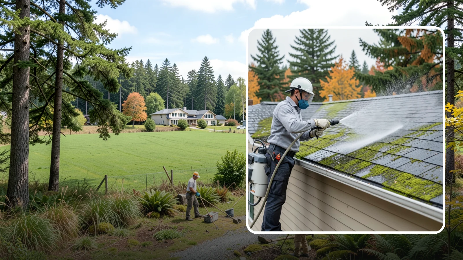 House Wash & Roof Cleaning Package in Lyman, Skagit County, WA - We combine a full house soft wash with a roof cleaning to tackle the two biggest algae targets on your Washington home in one...