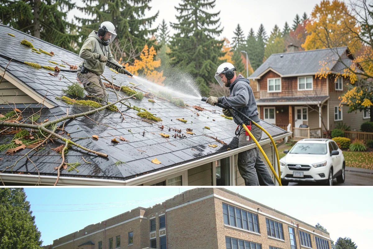 House Wash & Roof Cleaning Package in Maple Valley, King County, WA - Book this package in late spring or summer when a stretch of dry days lets both surfaces cure clean.