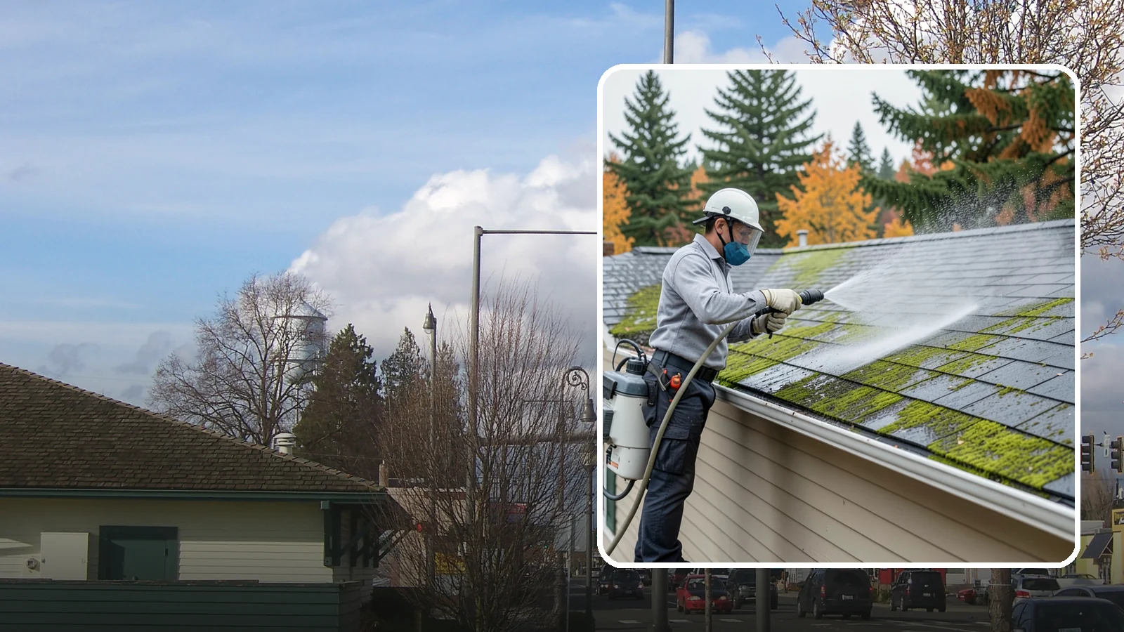 House Wash & Roof Cleaning Package in Marysville, Snohomish County, WA - We combine a full house soft wash with a roof cleaning to tackle the two biggest algae targets on your Washington home in one...