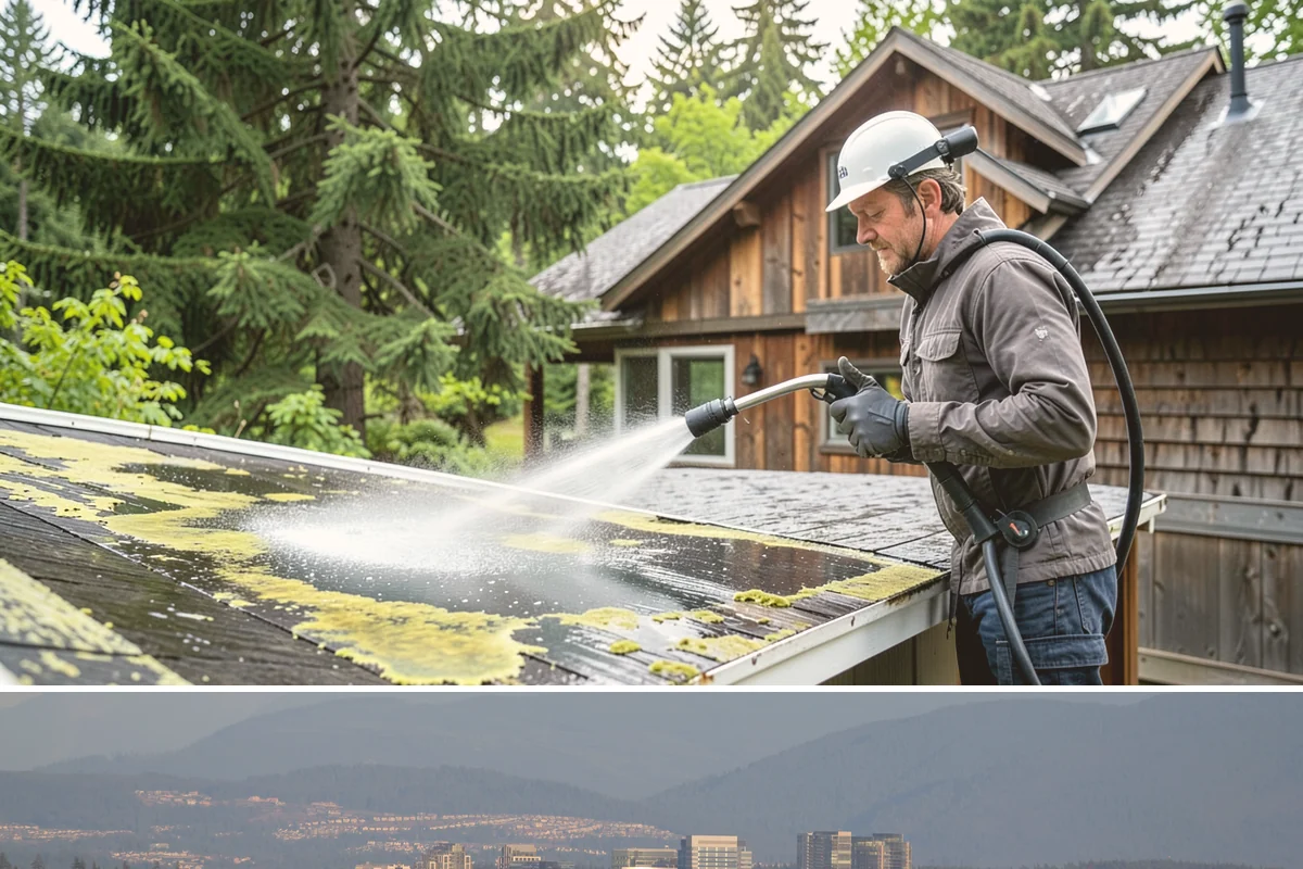 House Wash & Roof Cleaning Package in Medina, King County, WA - Book this package in late spring or summer when a stretch of dry days lets both surfaces cure clean.