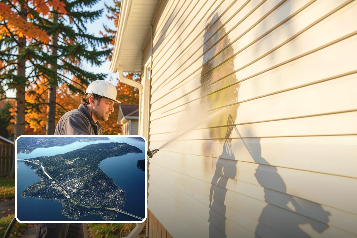 House Wash & Roof Cleaning Package in Mercer Island, King County, WA - Addresses the two fastest-greening surfaces in one trip