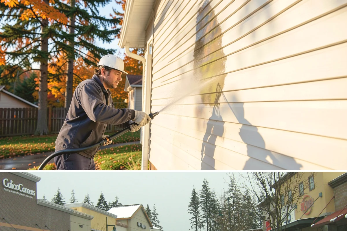 House Wash & Roof Cleaning Package in Mill Creek, Snohomish County, WA - Book this package in late spring or summer when a stretch of dry days lets both surfaces cure clean.