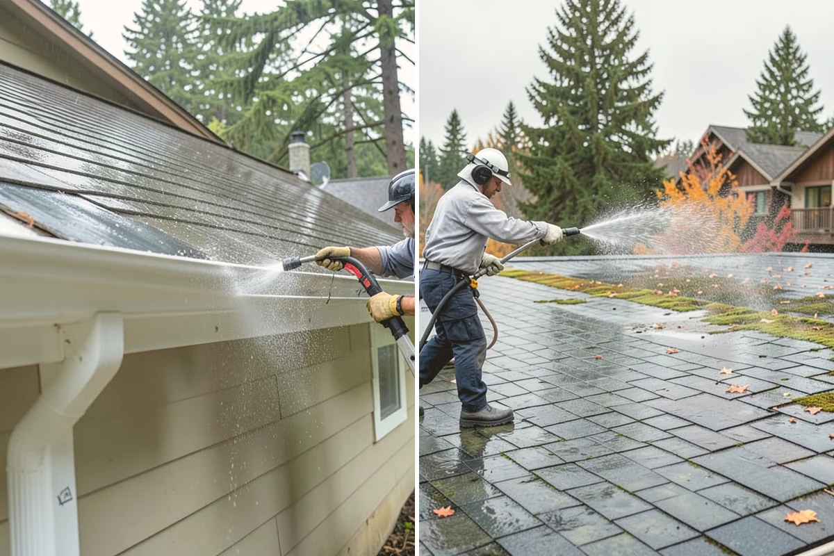 House Wash & Roof Cleaning Package in Milton, King County, WA - Protect landscaping and inspect roof and siding