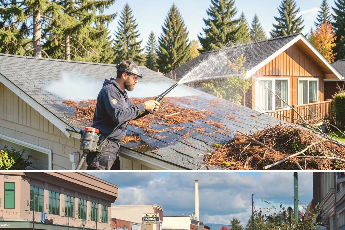 House Wash & Roof Cleaning Package in Monroe, Snohomish County, WA - Book this package in late spring or summer when a stretch of dry days lets both surfaces cure clean.