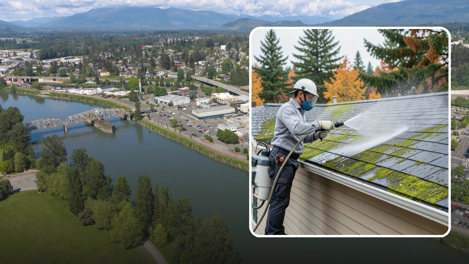 House Wash & Roof Cleaning Package in Mount Vernon, Skagit County, WA - We combine a full house soft wash with a roof cleaning to tackle the two biggest algae targets on your Washington home in one...